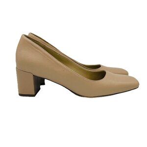 Naturalizer Heels Womens 6 M Leather Nude Beige Karina Square Toe Career Office